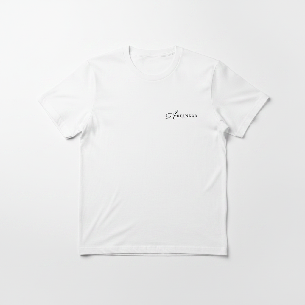 Art3nd3r White Tee - Black logo left chest