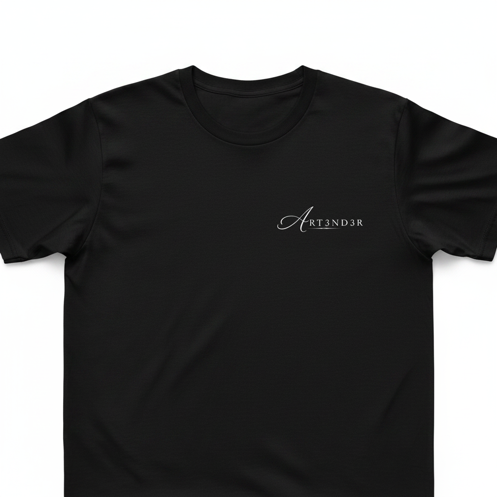 Art3nd3r Black Tee - White logo left chest