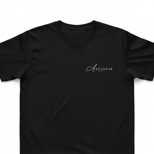 Art3nd3r Black Tee - White logo left chest